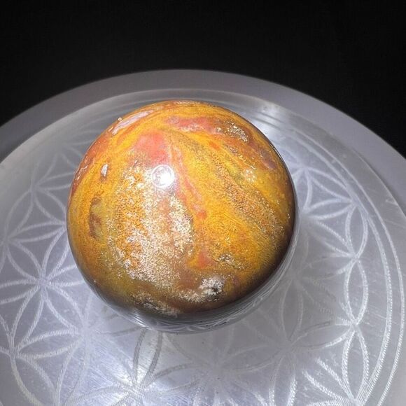 OC Jasper Red Yellow Quartz Crystal Sphere - Picture 5 of 12